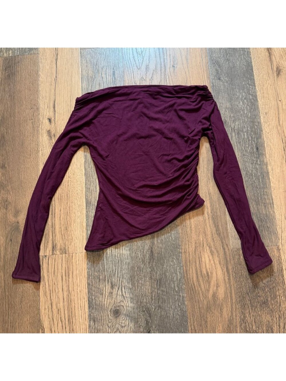 Naked Wardrobe Off Shoulder Ruched Top Dark Plum Size XL NWT